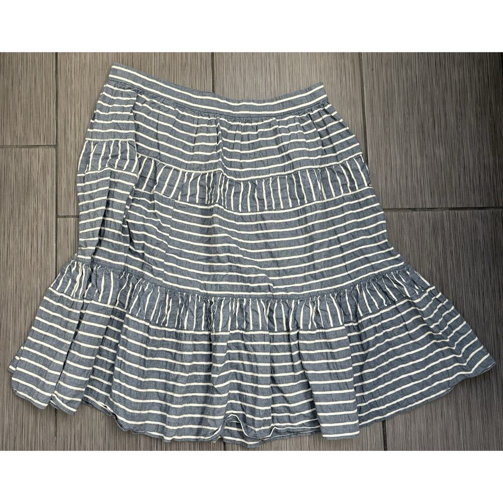 Lauren Ralph Lauren Women's Seersucker Striped Midi Skirt Size Petite 14